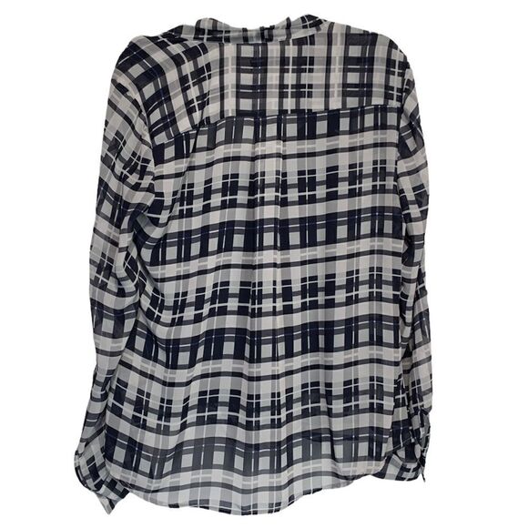 Alfani Navy Plaid Sheer Top with Tank - Picture 2 of 9